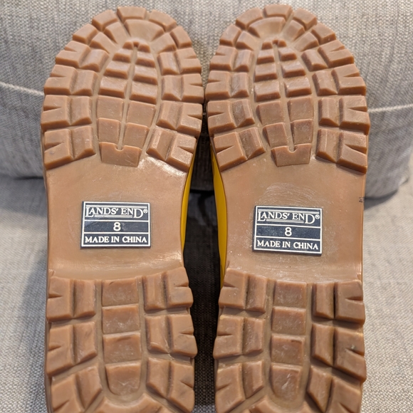 Land's End Women's Size 8M Yellow Waterproof Lace Up Rubber Ankle Rain Boots - Picture 7 of 7